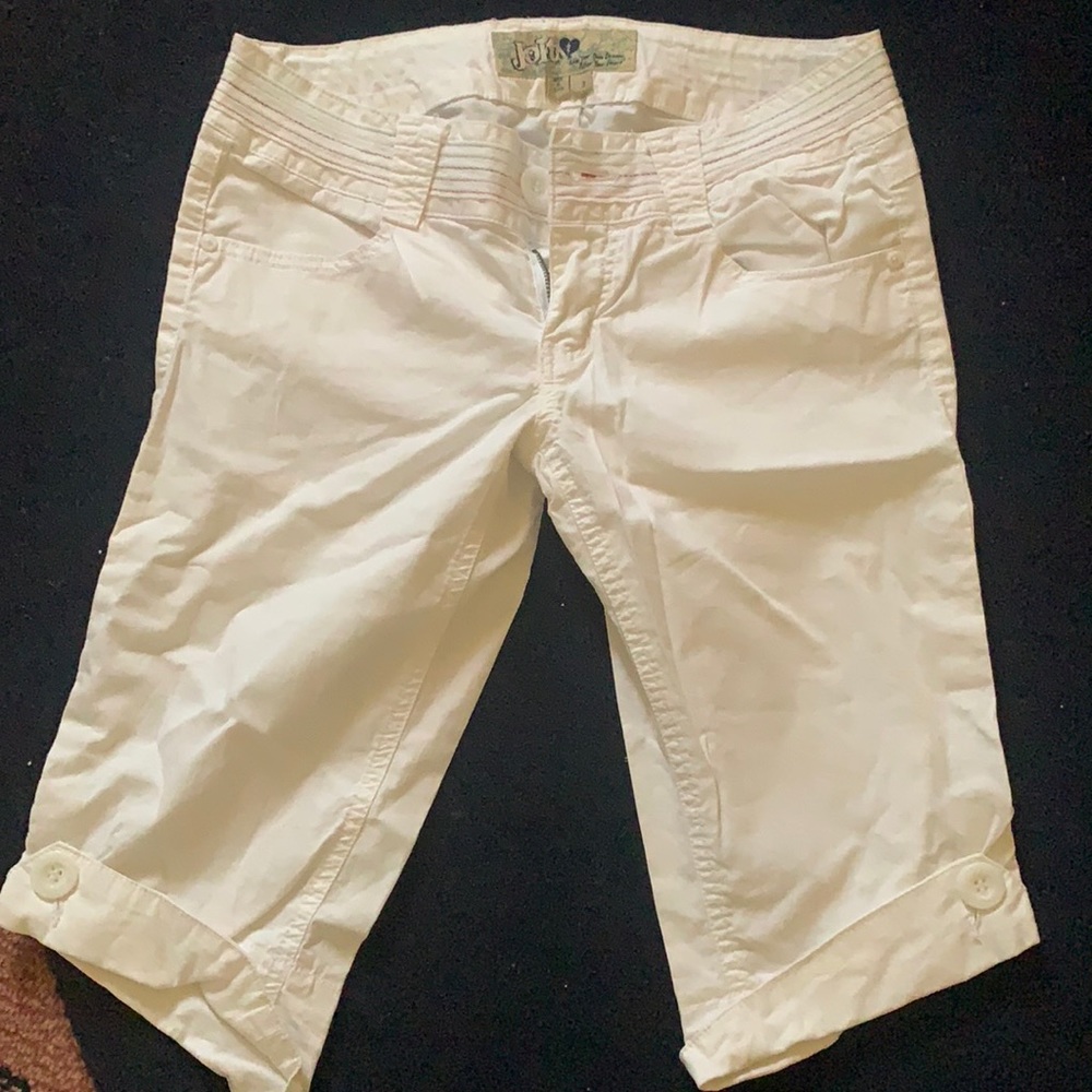Y2K JOLT WHITE BERMUDA SHORTS CAPRI CAPRIS PANTS CROPPED SZ 3 SUMMER